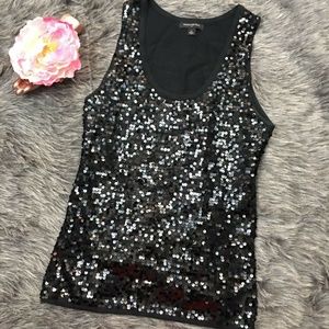 Banana Republic Sequin Cotton Knit Tank Black